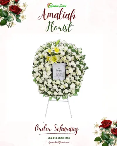 Krans Bunga Duka Cita kembangkuning